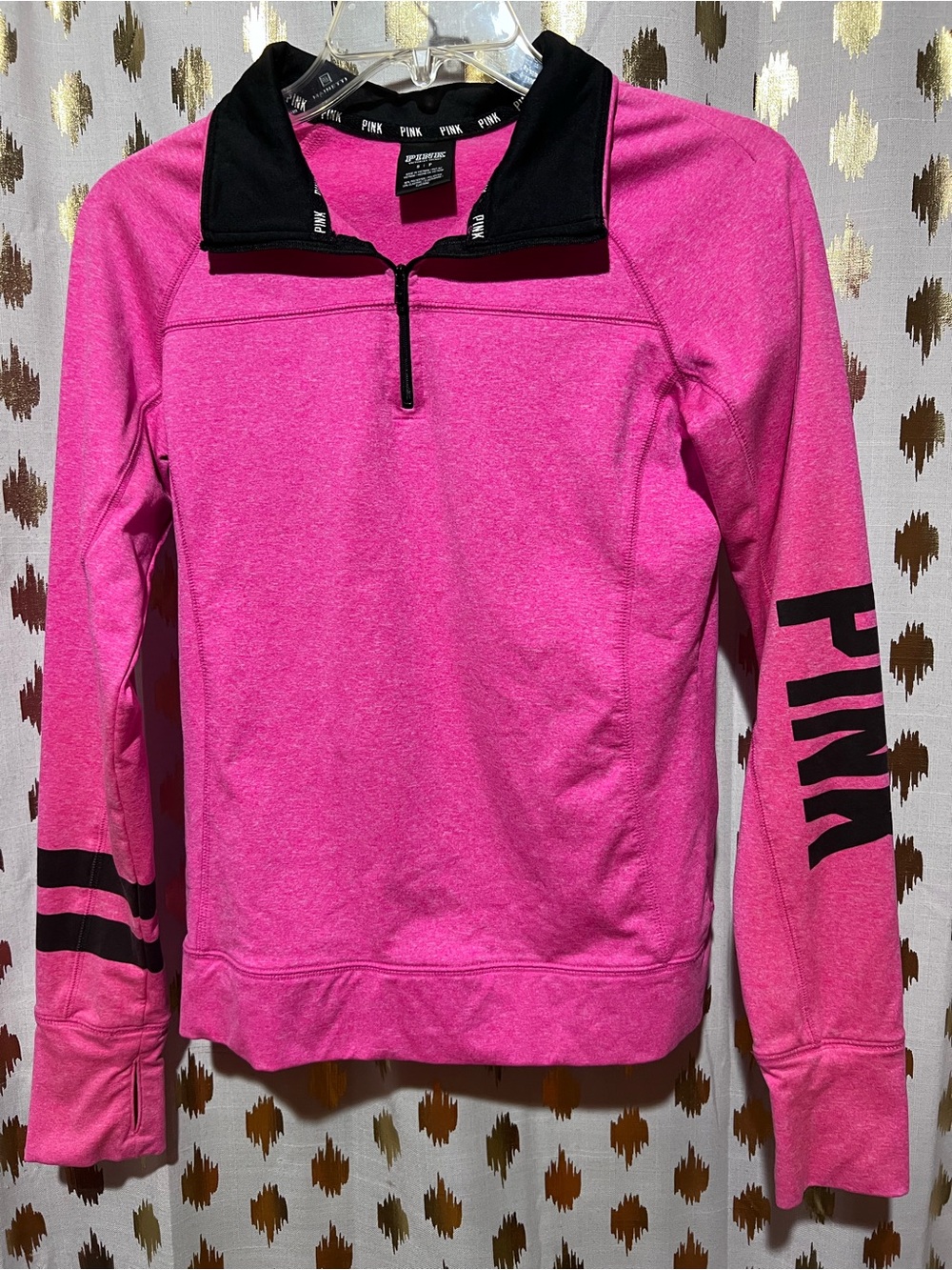Victoria's Secret PINK Hot Pink & Black Zip-Up Top